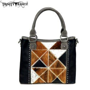 Shoulder/crossbody leather color-block bag